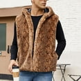 thumbnail image 5 of Zedker Faux Fur Vest Men with Hood Sleeveless Cardigan Fuzzy Fleece Jacket Stand Collar Jacket Thermal Vest Casual Winter Jacket Brown L, 5 of 10