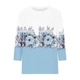 thumbnail image 5 of Bovemsi 2025 Women's Casual Short Sleeve Crew Neck T-Shirt – Basic Solid Color Summer Top, Blue, L, 5 of 5
