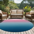 thumbnail image 5 of 8ft Round Rug, Pink Blue Ombre Non-Skid Rubber Backing Large Area Rugs - Living Room Bedroom Home Office, Modern Geometric Striped Abstract Art Indoor Floor Mat Carpets Washable Rug, 5 of 9