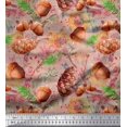 thumbnail image 1 of Soimoi Orange polyester Georgette Fabric Apricot, & Oaknut Fruits Print Fabric by Yard 42 Inch Wide, 1 of 3