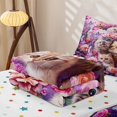 thumbnail image 5 of Manfei Modern Rose Pet Zipper Full Size Comforter Sets with Fitted Sheet and 2 Pillowcases, Kawaii Cat Print Zipper Bedding Set, Purple, Polkadot Reversible, 4pcs, 5 of 7
