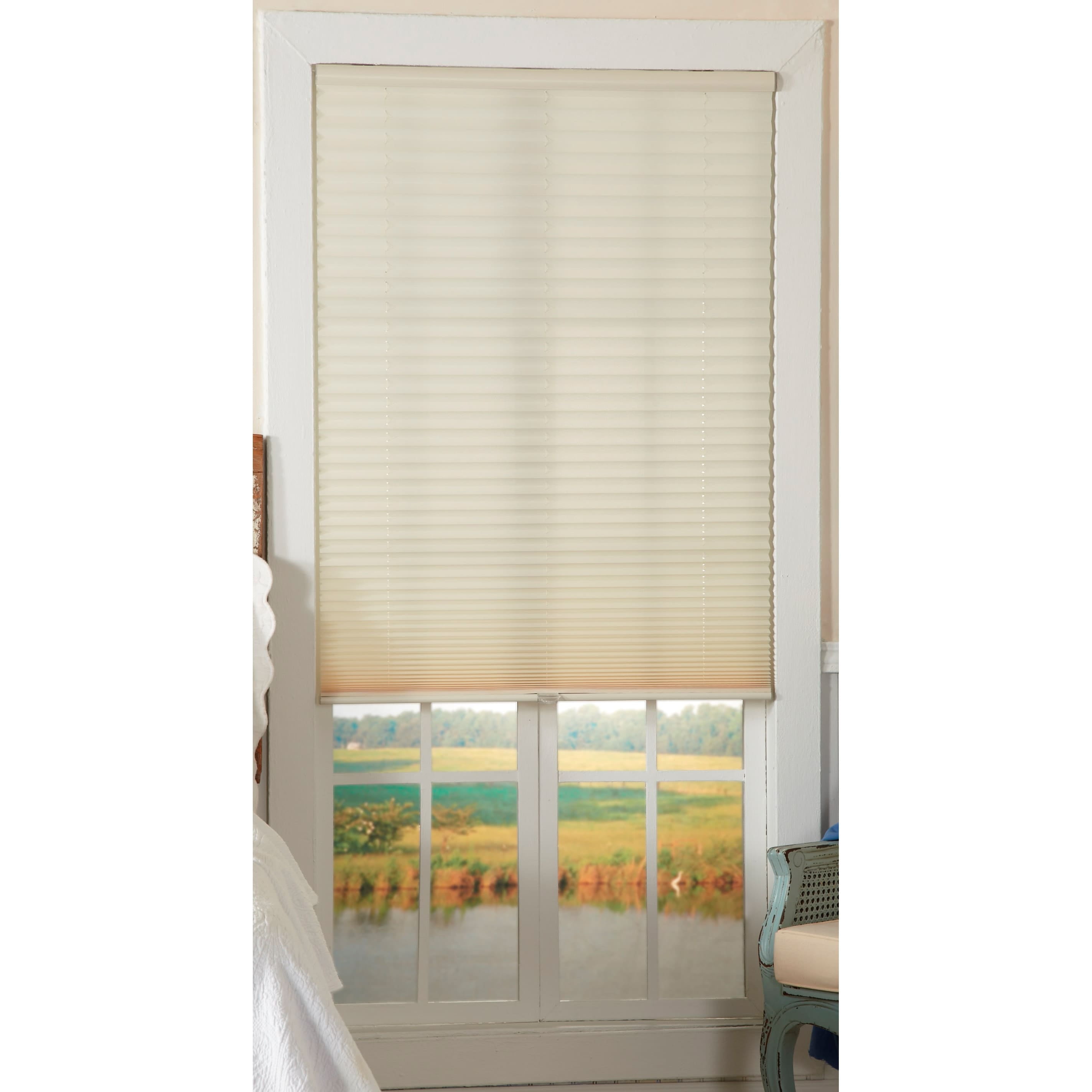 All Strong, USA Light-Filtering Ivory Cordless Pleated Shades 30 x 64