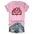 thumbnail image 2 of Short Sleeve Crewneck Baseball Print Shirts Women Casual Basic Tees Summer Tunic Going Out Tops (S, Pink), 2 of 4