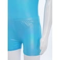 thumbnail image 6 of TSSOE Girls Glossy Dance Leotard and Shorts Set Sleeveless Criss-Cross Back Bodysuit Top + Shorts Scrunchies for Ballet Light Blue 7-8, 6 of 7