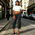 thumbnail image 5 of Women Fold Over Gaucho Pants Flowy Low Rise Wide Leg Capris Yoga Culottes Lounge Cropped Foldover Bottoms,M, 5 of 6