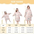 thumbnail image 3 of Dailycode Wearable Blanket Hoodie Oversized Sherpa Flannel Blankets with Pocket for 3-14 Year Old Hand Drawn Dogs and Flowers, 3 of 7