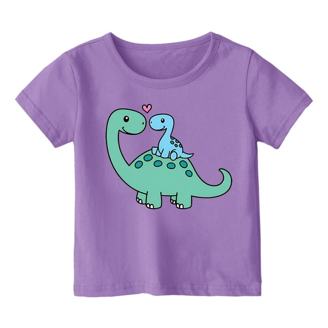 LUOGENLI Ensemble Maxi à Manches Courtes Imprimé Col Rond Été pour Garçons 2025 Fente Violet 6-7 Ans