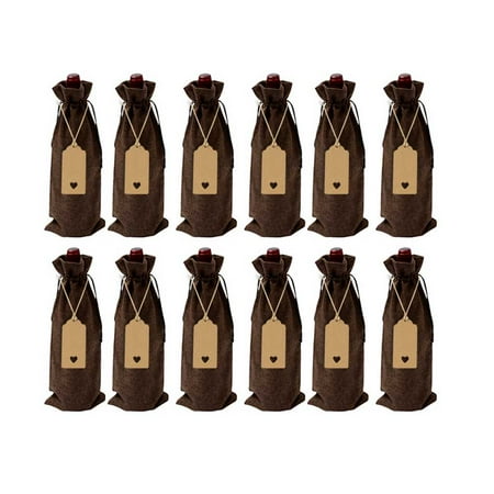 

ABIDE Pack of 12 Wine Bottle Gift Bags Burlap Festival Wedding Party Birthday Holiday Home Dining Champagne Storage Pouch