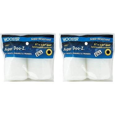 Wooster Brush R282-3 Deluxe Trim Roller, 2-Pack Refill, 3/8-Inch Nap, 3-Inch Tw Pck