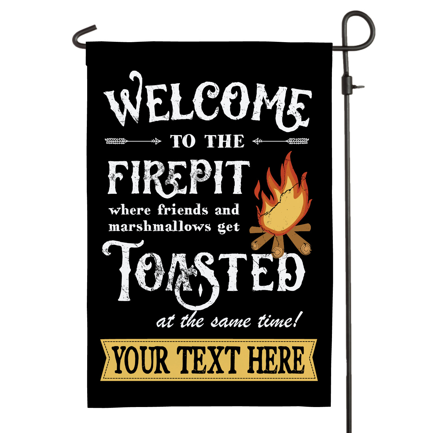Welcome to Our Firepit Personalized Garden Flag