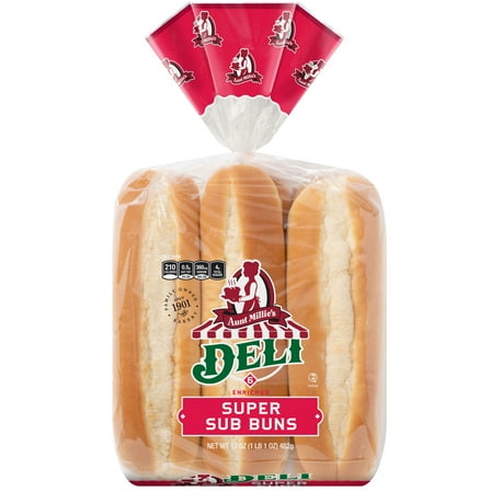 Aunt Millie's Deli Super Sub Buns, 6 count, 17 oz