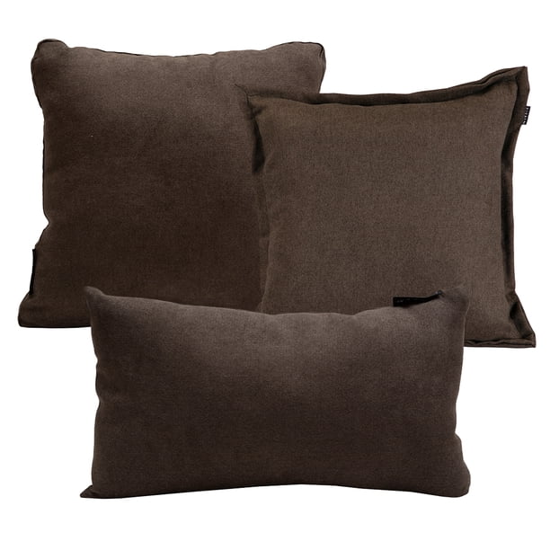 Set de 3 Cojines Decorativos (1 Cuadrado + 1 Cuadrado Grande y 1 Rectangular) Bless Chocolate