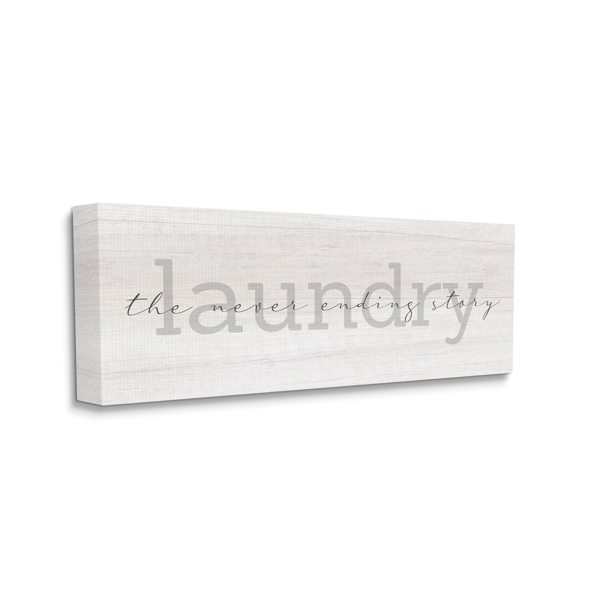 Stupell Industries Laundry Never Ending Story Cursive Typography Sign Graphic Art Gallery Wrapped Canvas Print Wall Art, Design by Daphne Polselli