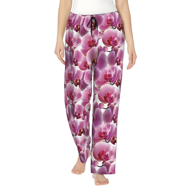 Balery Orchids Flowers Pantalones de pijama para mujer, pijamas ultraligeros, pantalones de estar por casa-Small