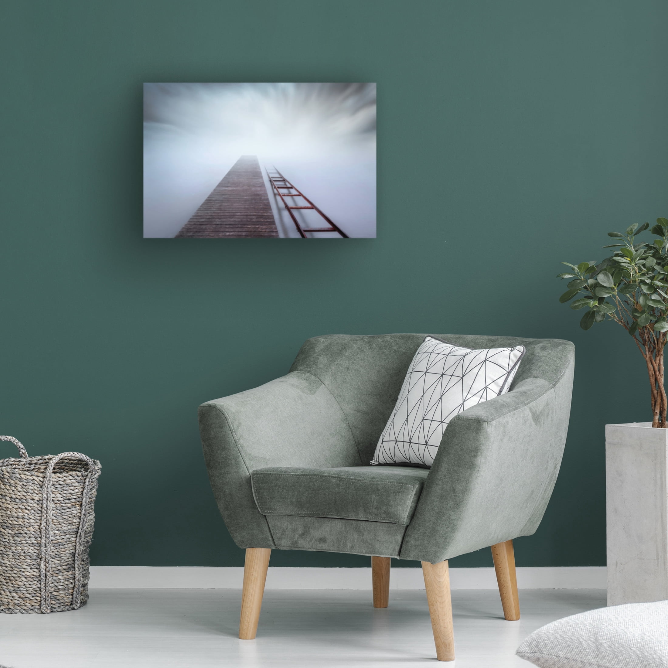 Canvas Wall Art - Joaquin Guerola 'Pier And Rail' Wall Art for Living Room, Bedroom, or Office D?cor by Trademark Fine Art - 24 x 16 Inches