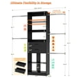 thumbnail image 4 of Homieasy Adjustable Small Closet System, 3.2-6.8FT Expandable Closet Organizer with 2 Wooden Drawers & 5 Heavy-Duty Hanging Rods,Black, 4 of 8