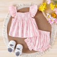 thumbnail image 5 of Letdown Baby Girl Summer Clothes Girl Outfits Sleeveless Ruffle Top and Bloomers Shorts Set with Floral Embroidery 0 3 6 12 18 Month, 5 of 9