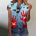 thumbnail image 5 of Virmaxy Haut à Manches Courtes Imprimé Halloween 2024 pour Femmes, Col Rond, Multicolore-48 TTTG, 5 of 5