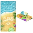 thumbnail image 6 of Bath Towel Sets for Bathroom Hand Towels Fingertip Towels Hello Summer Beach Sea Side Palm Leaves 3 Piece Decorative Soft Cotton Absorbent, 6 of 6