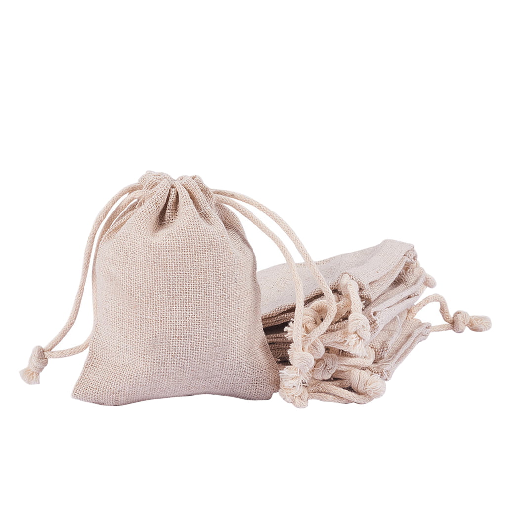 30pcs Bag Natural Linen Pouch Drawstring Burlap Jute Sack Drawstring Gift Bags 