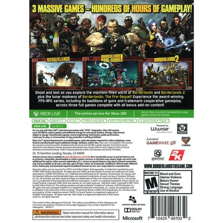 Borderlands: Triple Pack, 2K, Xbox 360, 710425497032