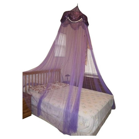 Bed Canopy with Sequins Round Hoop Mosquito Netting for Beds - 60x250x1200CM White & Pink Drapes