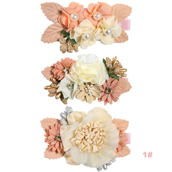 Amdohai Flower Hair Clips Set-cherrboll 3pcs Floral Hair Bow Accessories for Baby Girl Toddles Teen Gifts