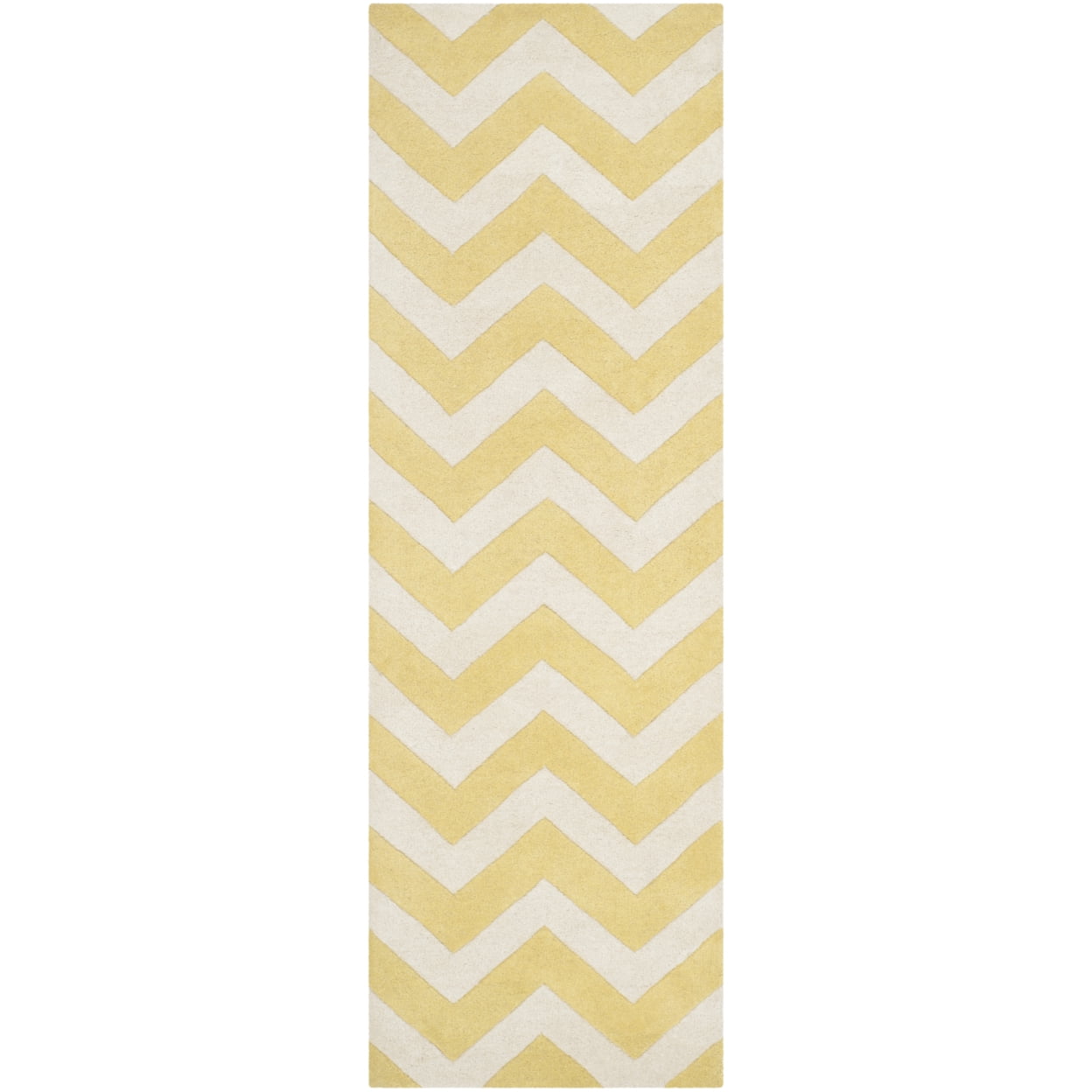 SAFAVIEH Chatham Jake Zigzag Stripes Wool Area Rug, Light Gold/Ivory, 7' x 7' Square