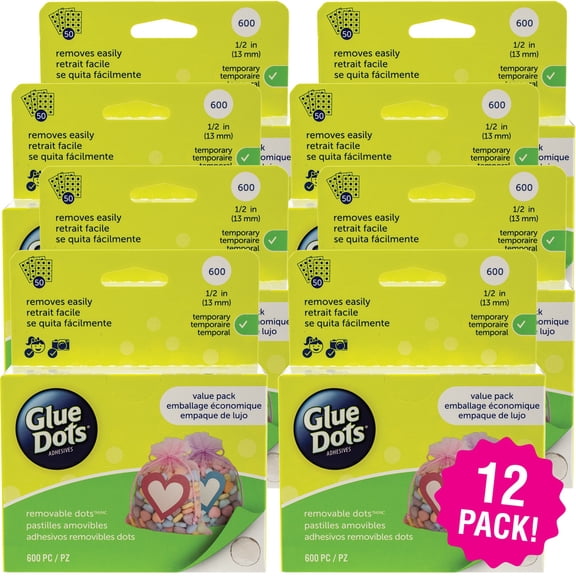 Glue Dots .5" Dot Sheets Value Pack 8/Pkg-Removeable, Clear