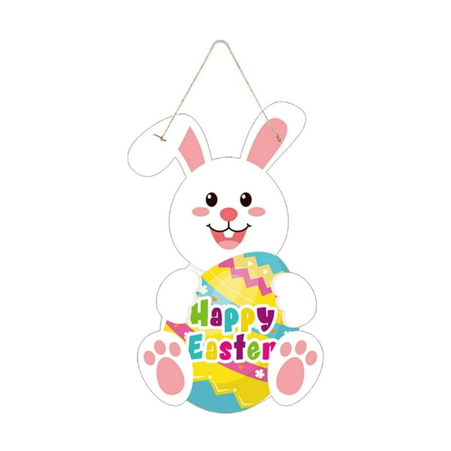 Letrero de puerta con decoración de Pascua, letrero de conejito de Pascua para jardín y patio. Estilo A