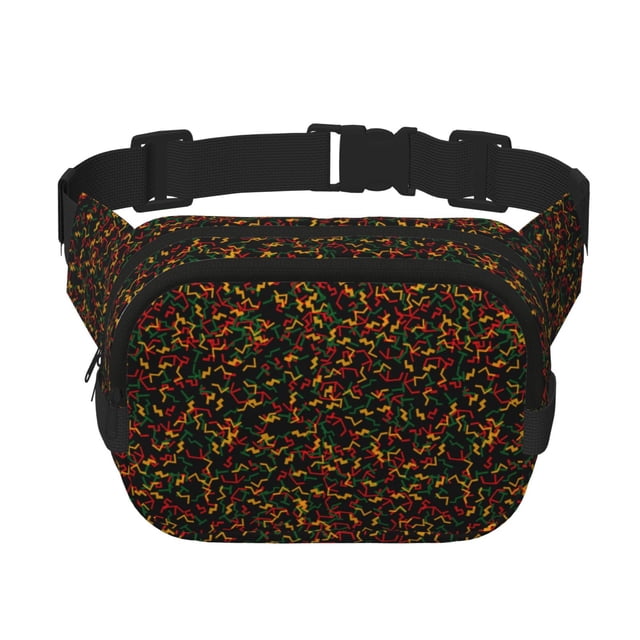 Fotbe Color Music Cangurera Cuadrada con Estampado de Doble Capa, Bolsa de Cintura Ajustable Mini para Hombres y Mujeres