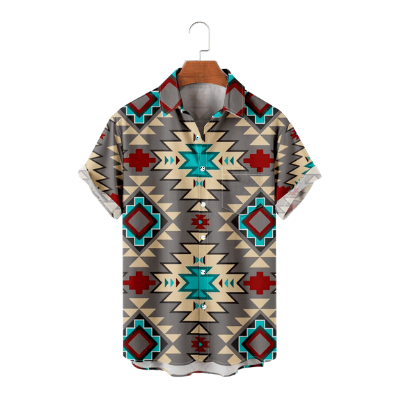 Adult Shirt Traditional Pattern Print Fashionable Design Short Sleeve Button Down Animation Paint Bowling Shirts for Young People for Party