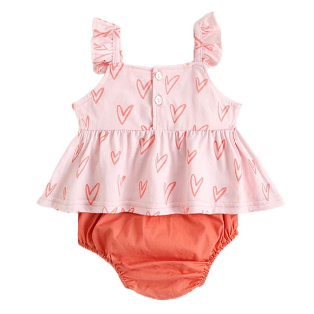Bebé niña dibujos animados impreso traje sin mangas Top + Pantalones cortos conjunto ropa de verano XianweiShao 8390611315559