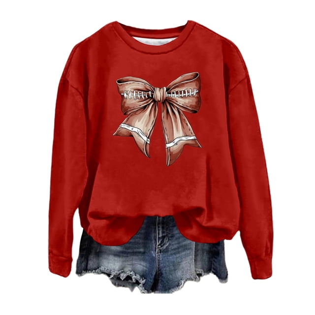 TINZ Chandail à Capuchon à Enfiler pour Femmes à Imprimé de Football / Chandail à Col Rond Tendance pour l'Automne et l'Hiver, Chandail à Col, Vestes Légères pour Femmes, Manteaux de Sport pour Femmes