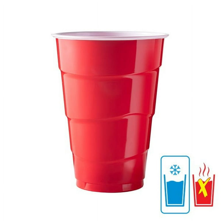 16-Ounce Plastic Party Cups in Red (25 Pack) Disposable Plastic Cups  Recyclable Red Cups with Fill Lines for Drinks,BBQ,Picnics