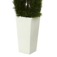 thumbnail image 3 of Nearly Natural 5.5' Double Pond Cypress Spiral Topiary Artificial Tree in White Tower Planter UV Resistant, 3 of 5