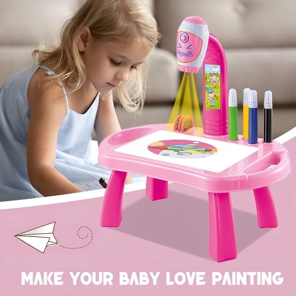 CYFW Drawing Projector Table for Kids, Trace and Paint Drawing Board with Light & Music, Smart Projector Sketcher Desk, Preschool Learning Kids Toys Birthday Gifts