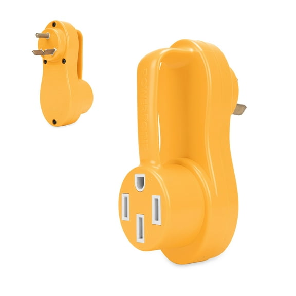 Camco 55133 Power Grip Offset RV Electrical Adapter - 30-Amp Male / 50-Amp Female