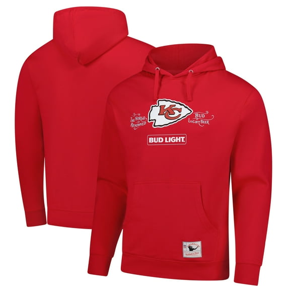 Men's Mitchell & Ness  Red Kansas City Chiefs NFL x Bud Light Vintage Pullover Hoodie