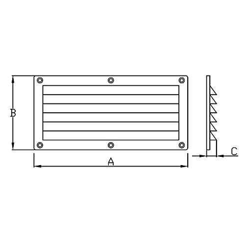 White Water 58825W ABS White Plastic Louvered Vent, 10-1/4” x 4-7/8”