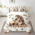 thumbnail image 2 of Castle Fairy Female Men Women Farmhouse Animal Horse Twin Bedding Sets 7-Piece,Chic Floral Flowers Rose Bedding Comforter Set Microfiber,Vintage Flying Butterflies Breathable Sheet Sets, 2 of 8
