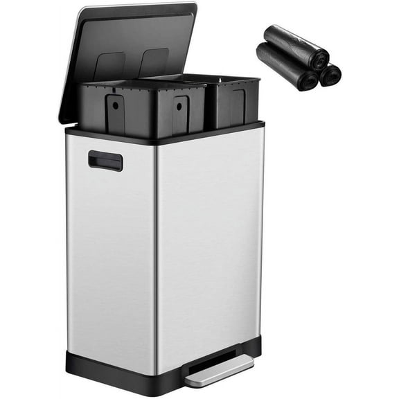 ToiletTree Products 16 Gal Stainless Steel 2 Compartment Trash Bin