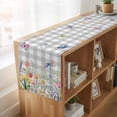 thumbnail image 6 of Wildflowers 70 Inch Table Runner, Spring Watercolor Tulip Floral Leaf Grey Plaid Farmhouse Dresser Scarf Cotton & Linen Tablerunner for Dining/Kitchen Island/Holiday Party Décor 13" x 70", 6 of 9