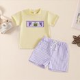 thumbnail image 2 of TOWED22 Toddler Baby Boy Clothes Striped Embroidery T-Shirt Elastic Waist Shorts Set 2Pcs Infant Summer Outfits(Yellow,2-3 Y), 2 of 4