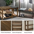 thumbnail image 5 of Fionafurn 33.5" Solid Wood Shoe Bench 3-Tier Shoe Storage Rack Organizer for Entryway Hallway Closet Living Room Bathroom, Brown, 5 of 10