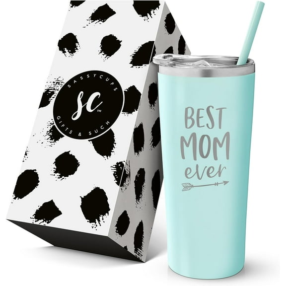 Best Mom Ever Stainless Steel Insulated Travel Tumbler With Lid and Straw - Personalized Cup for Birthday, Valentine's Day, Mother's Day - New Mom Travel Mug - World's Best Mom Tumbler