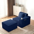 thumbnail image 3 of Modern Right Chaise Lounge Chair, Blue Boneless Corduroy Couch with Right Ottoman for Small Spaces, Compact Apartments, or Living Rooms, No Assembly Required, 3 of 10