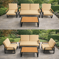 thumbnail image 2 of Aiho 4 Pieces Patio Furniture Set, All-Weather Outdoor Conversation Set with Coffee Table & Removable Cushions, Perfect for Patio, Garden, Yard, Beige, 2 of 10