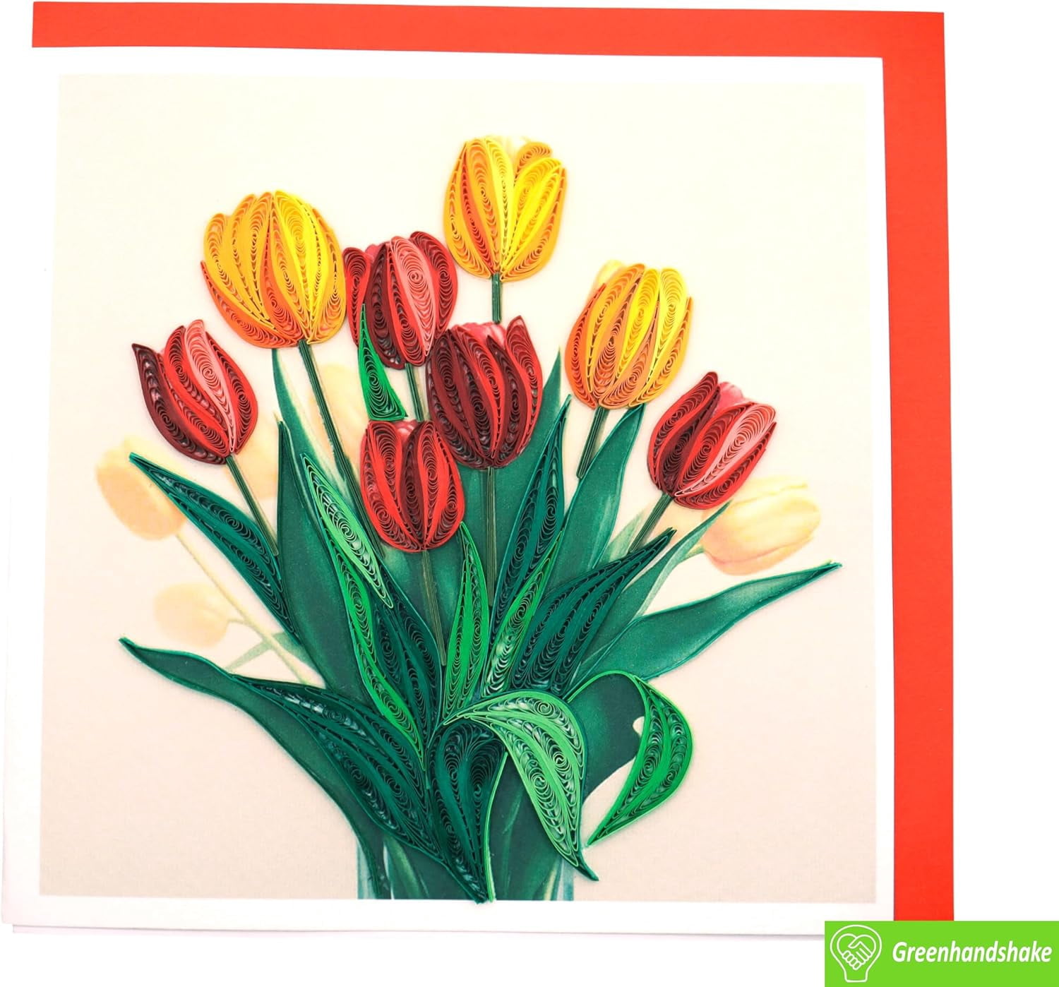 Tulip Elegance Quilling Card 3D - Unique Handmade, Greeting for Birthday Valentine's Day Mothers Spring Fathers Graduation Anniversary Thank You All Occasion