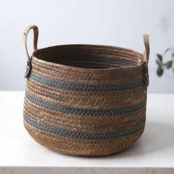 IBASETOY 1Pcs Practical Laundry Basket Woven Light Brown Clothes Storage For Living Room Home Use